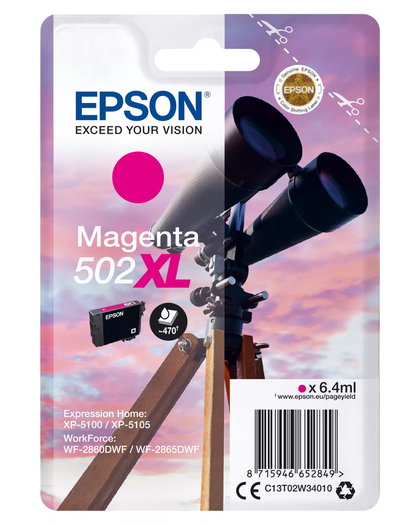 Achat Cartouches d'encre EPSON Singlepack Magenta 502XL Ink