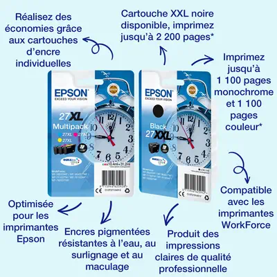 Multipack 3-clr 27XL DURABrite Ultra Ink EasyMail - Epson - Cartouches d'encre - visuel 1