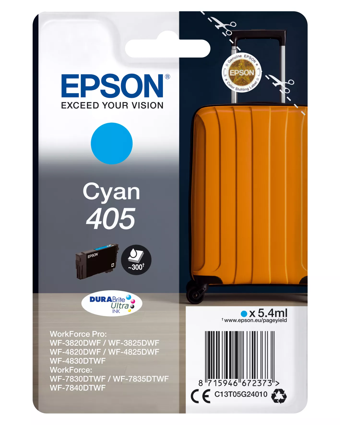 Achat Cartouches d'encre EPSON Singlepack Cyan 405 DURABrite Ultra Ink
