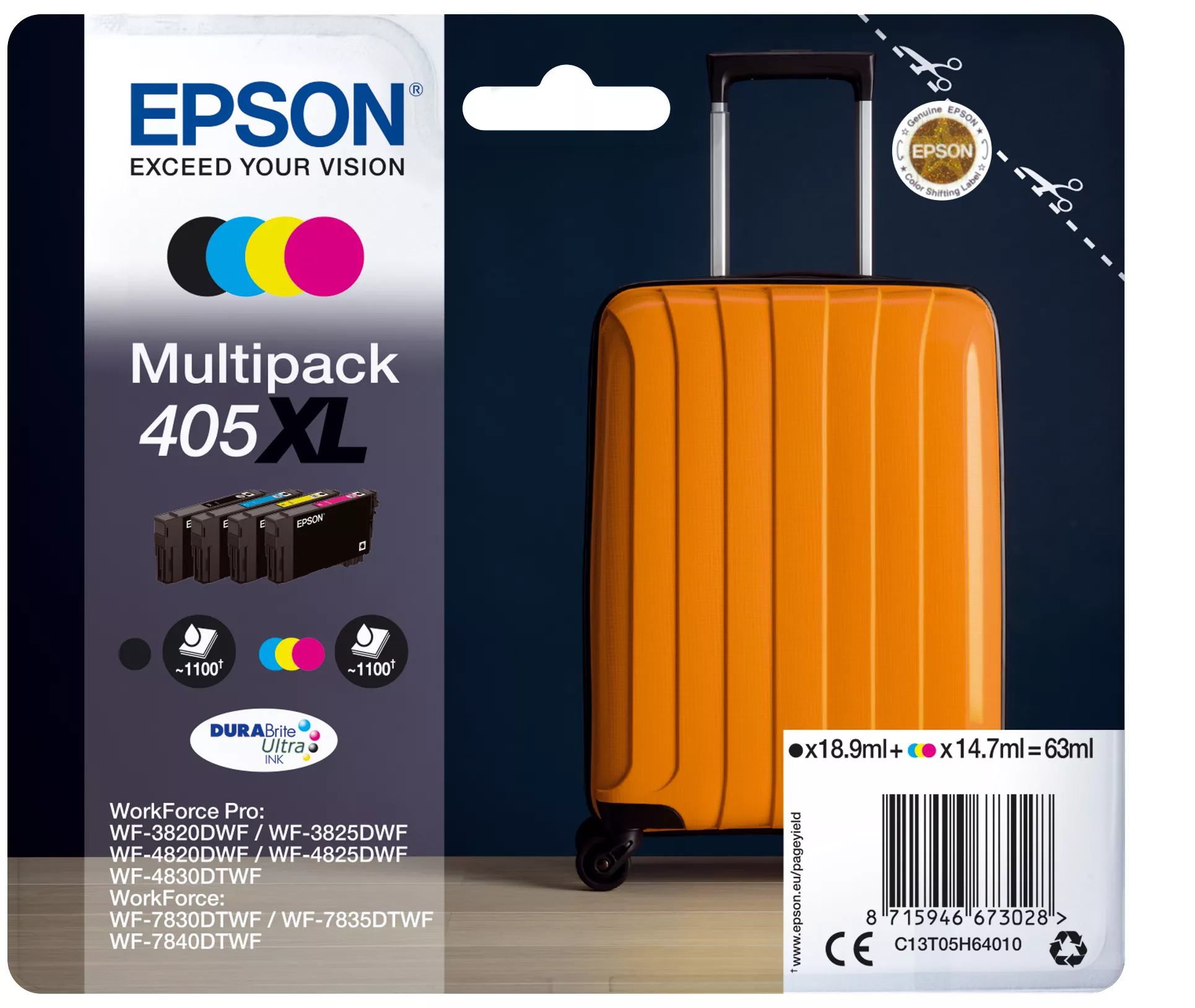 Achat Cartouches d'encre EPSON Multipack 4-colours 405XL DURABrite Ultra Ink