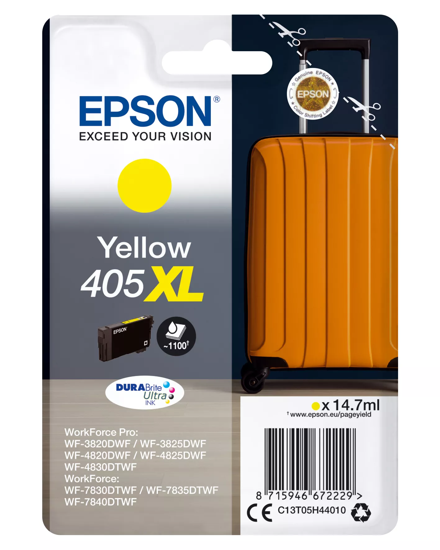 Achat EPSON Singlepack Yellow 405XL DURABrite Ultra Ink - 8715946672229