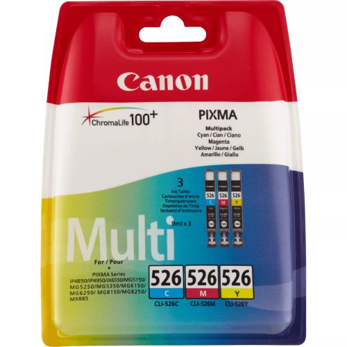 Achat Canon Multipack de cartouches d'encre couleur CLI-526 C/M/Y - 8714574554457
