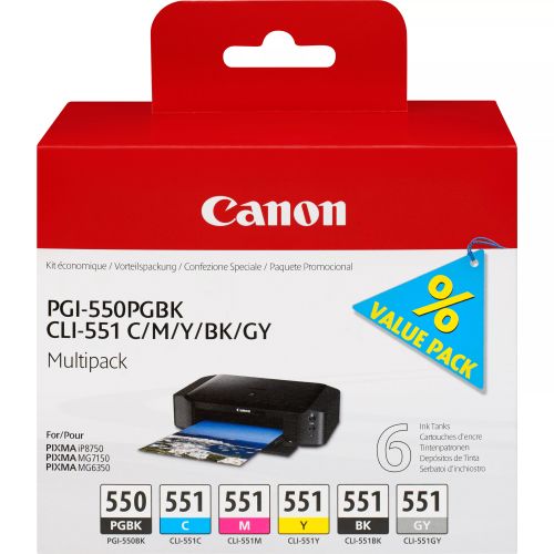 Revendeur officiel Cartouches d'encre CANON 1LB PGI-550 / CLI-551 ink cartridge black and five
