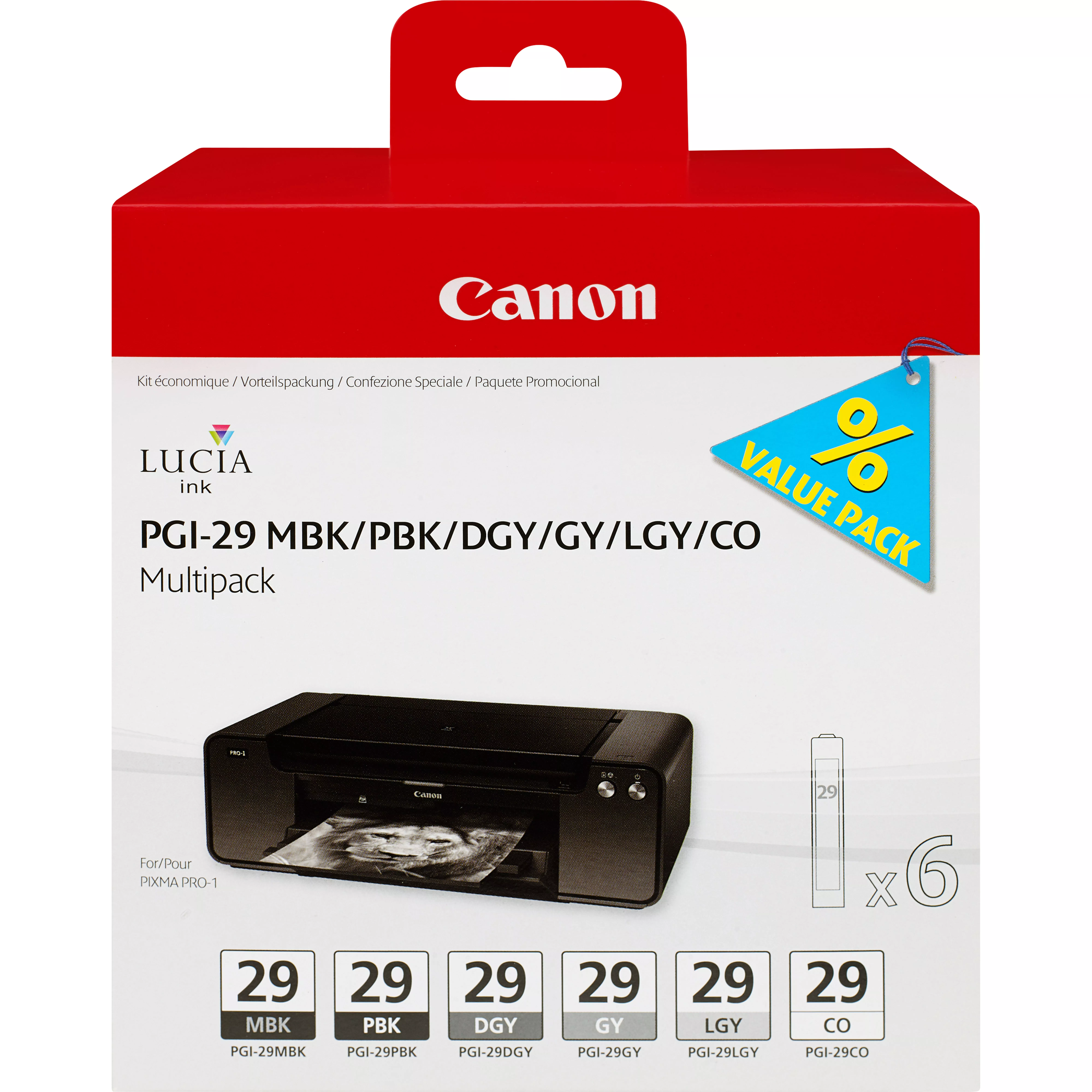 Achat CANON PGI-29 cartouche encre noir et cinq couleurs capacite au meilleur prix