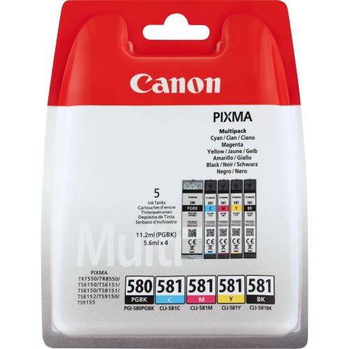 Achat Canon Multipack de cartouches d'encre pigmentée PGI-580BK/CLI-581 BK/C/M/Y - 8714574652160