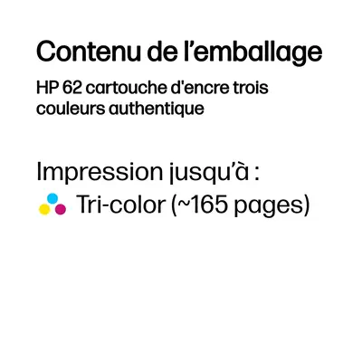 HP 62 cartouche d'encre trois couleurs authentique - Toner - visuel 3