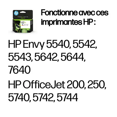 62XL cartouche d'encre trois couleurs grande capacité authentique - HP - Cartouches d'encre - visuel 3
