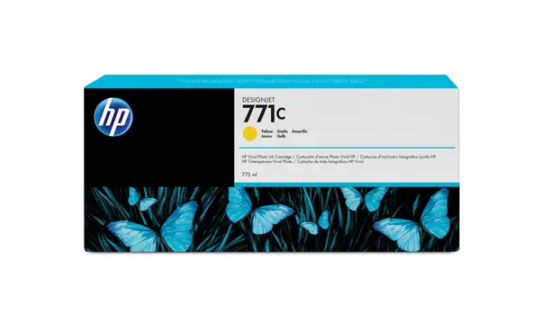 HP 771C cartouche d'encre DesignJet jaune, 775 ml HP - visuel 1 - hello RSE - Imprimez une large gamme d'applications des dessins aux traits aux affichages POP de qualité photo