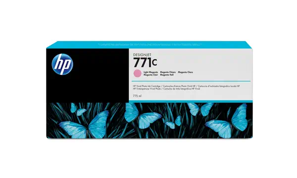 771C cartouche d'encre DesignJet magenta clair, 775 ml HP - visuel 1 - hello RSE - Maintenez un fonctionnement d'impression normal avec les encres photo HP couleurs vives