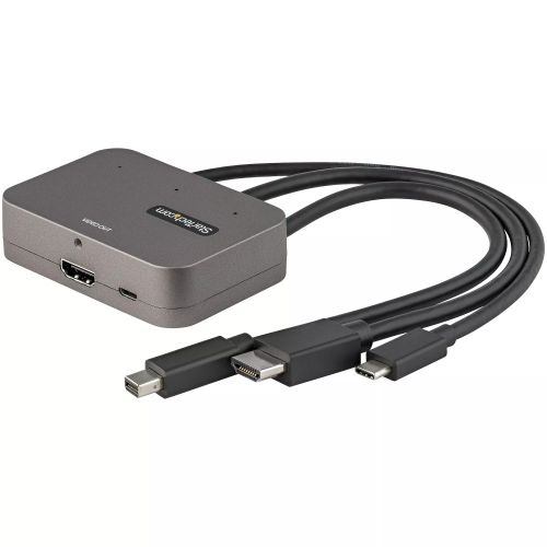 Revendeur officiel StarTech.com Adaptateur MultiPorts 3-en-1 vers HDMI - Convertisseur USB-C 4K 60Hz, HDMI ou Mini DisplayPort vers HDMI pour Salles de Conférences - Adaptateur Digital AV Video pour Écrans/Affichages HDMI