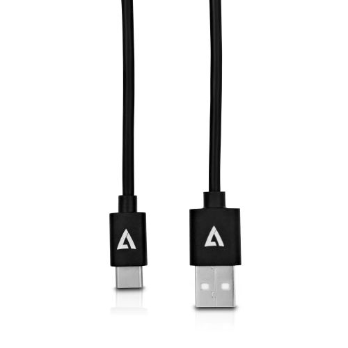Revendeur officiel V7 Câble USB 2.0 A mâle vers USB-C mâle, noir 2m 6.6ft