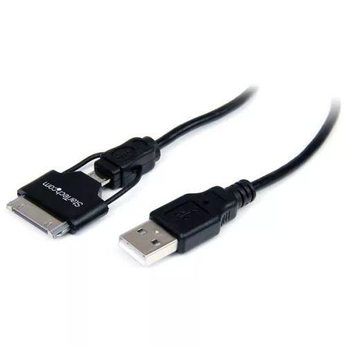 Vente Câble USB StarTech.com Câble connecteur Apple Dock 30 broches ou Micro USB vers USB de 60 cm pour iPad, iPhone, iPod - Blanc