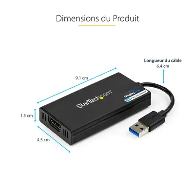 StarTech Adaptateur vidéo multi-écrans USB 3.0 vers HDMI - Câble HDMI - visuel 9