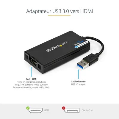 StarTech Adaptateur vidéo multi-écrans USB 3.0 vers HDMI - Câble HDMI - visuel 6