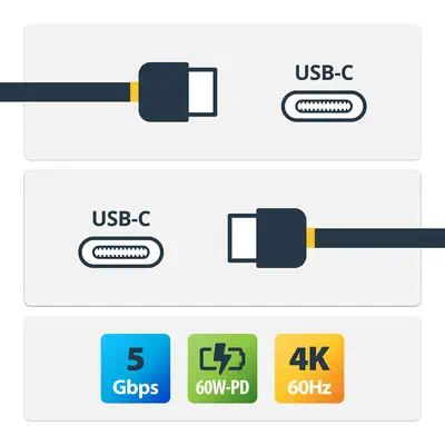 StarTech Câble USB-C de 2m, USB 5Gbps, 60W (3A) Power - visuel 4