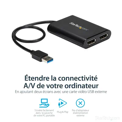 Achat StarTech.com Adaptateur USB 3.0 vers double DisplayPort 4K sur hello RSE - visuel 9