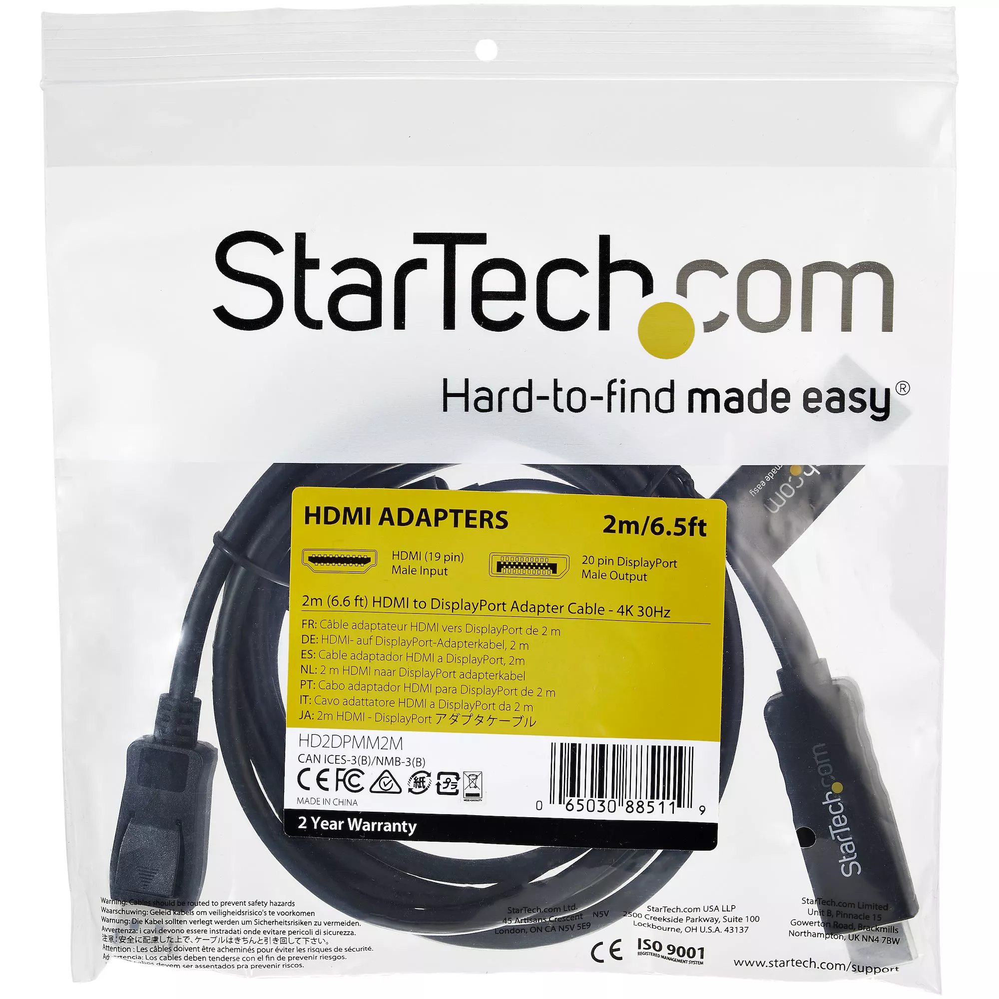 STARTECH.COM StarTech.com Adaptateur DisplayPort vers HDMI - Convertisseur  Vidéo 1080p - Certifié VESA - Câble Adaptateur DP à HDMI pour  Moniteur/Écran/Projecteur - Passif - Connecteur DP à Verrouillage