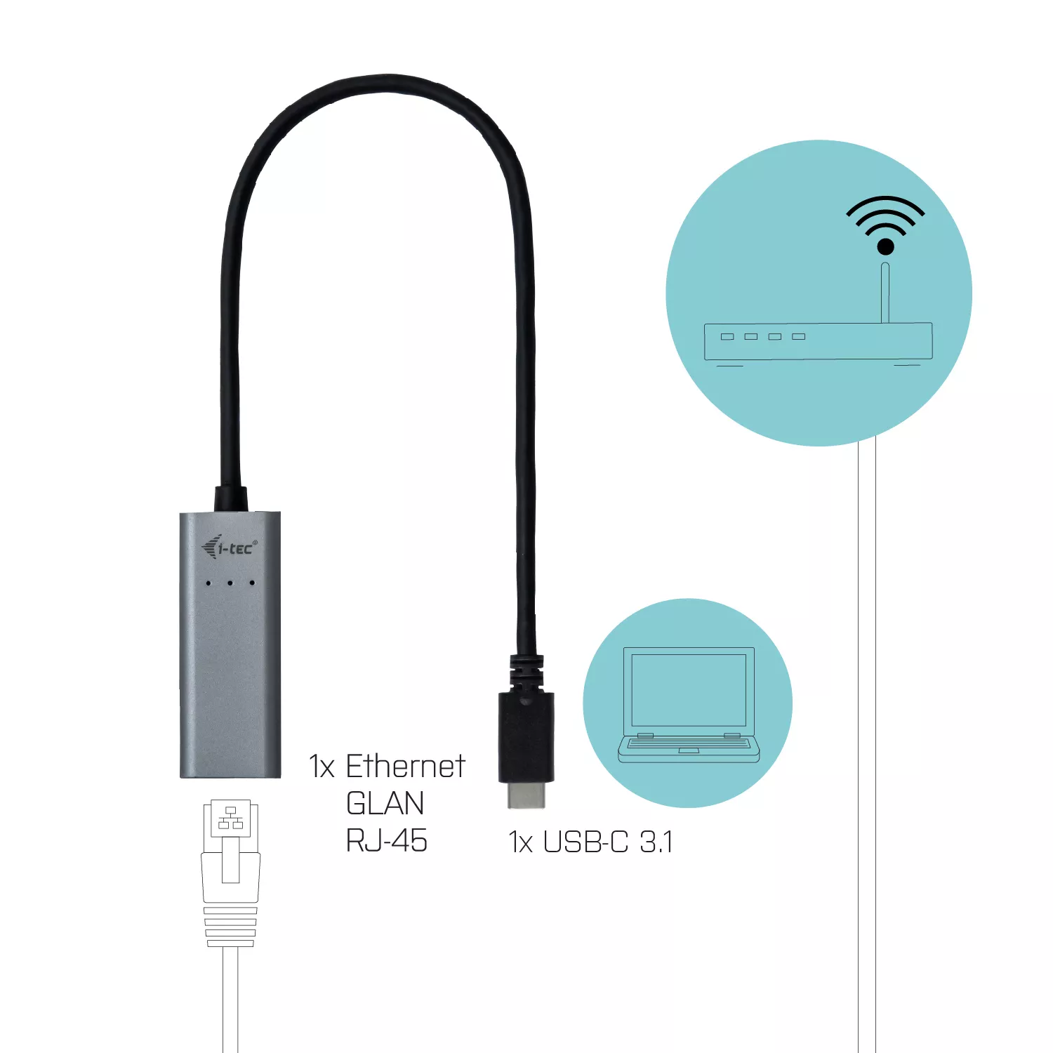Vente I-TEC USB-C Metal Gigabit Ethernet Adapter 1xUSB-C to i-tec au meilleur prix - visuel 6