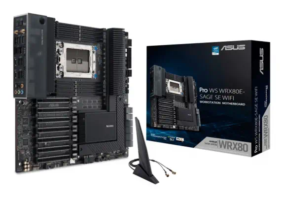 ASUS WRX80E-SAGE SE WIFI AMD WRX80 Socket SP3 Asus - visuel 1 - hello RSE - Protection E/S prémontée