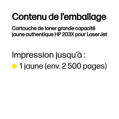 Cartouche de toner grande capacité jaune authentique HP 203X pour LaserJet - Toner - visuel 3