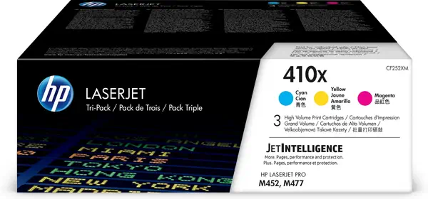 410XLaserJet, lot de 3 cartouches de toner grande capacité authentiques, cyan/magenta/jaune - HP - Toner - visuel 1