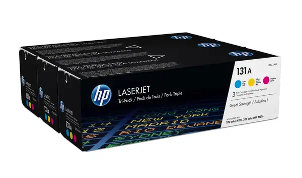 Lot de 3 toners authentiques cyan/magenta/jaune HP LaserJet 131A - Toner - visuel 2