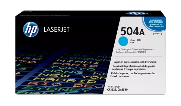 Achat Toner HP 504A original Colour LaserJet Toner cartridge CE251A