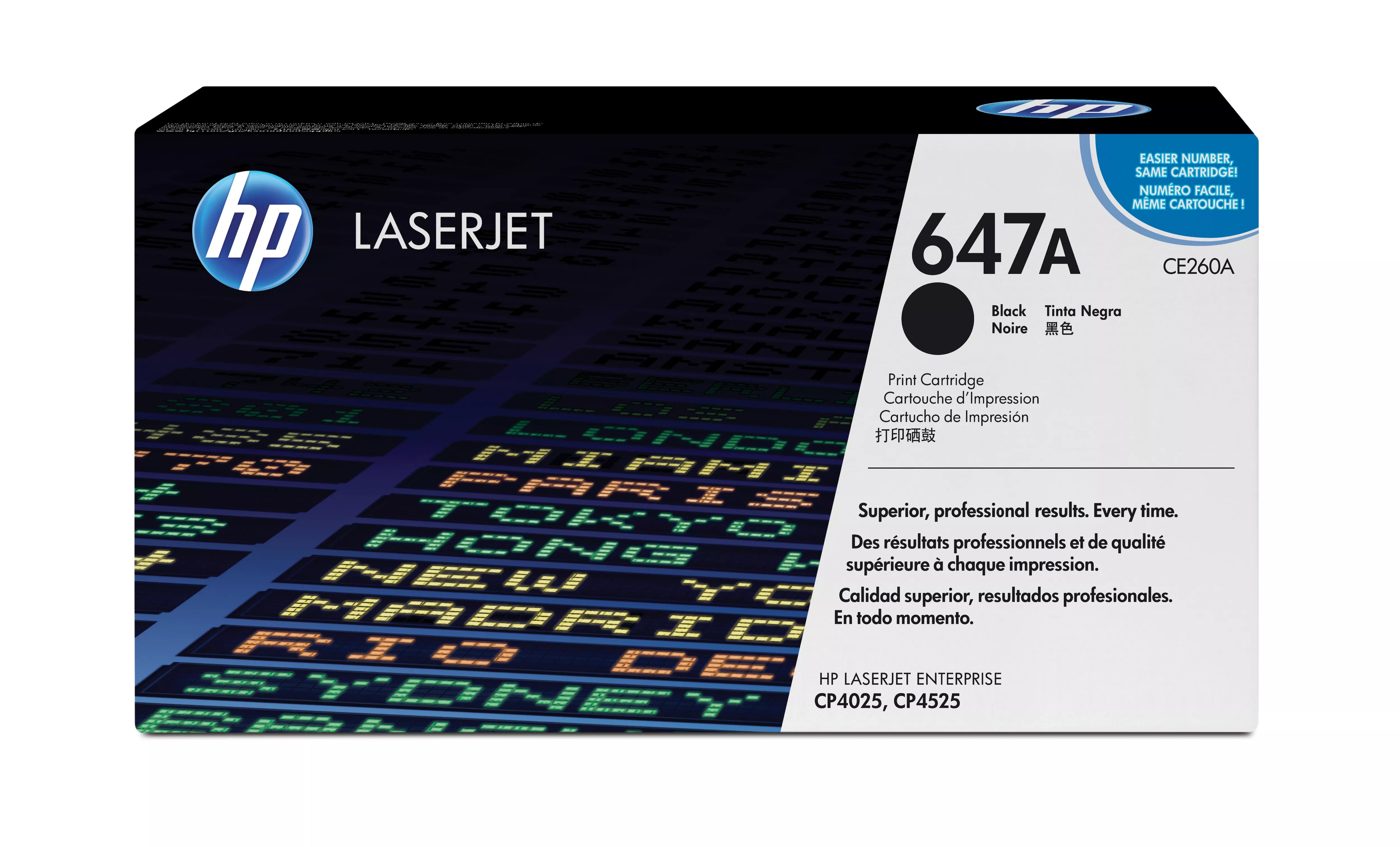 Vente HP 647A original Color LaserJet Toner cartridge CE260A black au meilleur prix