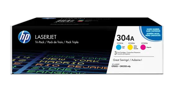 304A pack de 3 toners LaserJet cyan/magenta/jaune authentiques - HP - Toner - visuel 2
