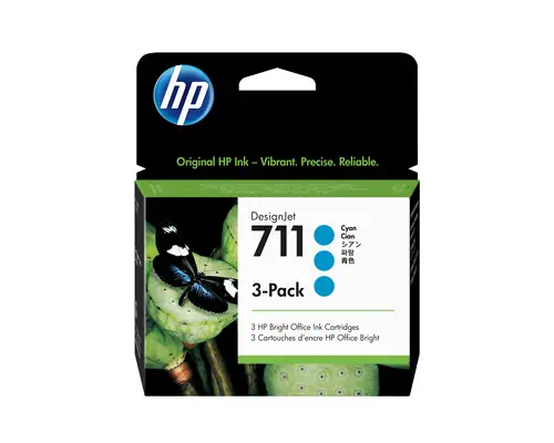 711 pack de 3 cartouches d'encre DesignJet cyan, 29 ml - HP - Autres consommables - visuel 1