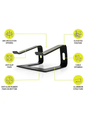 Port Designs 901103 Support de livres Supports de Laptop Aluminium, Noir 39,6 cm (15.6") - Accessoire - visuel 5