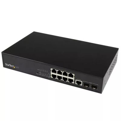 Revendeur officiel StarTech.com Switch Gigabit Ethernet géré L2 à 10 ports avec 2 slots SFP ouverts - Commutateur réseau à montage en rack