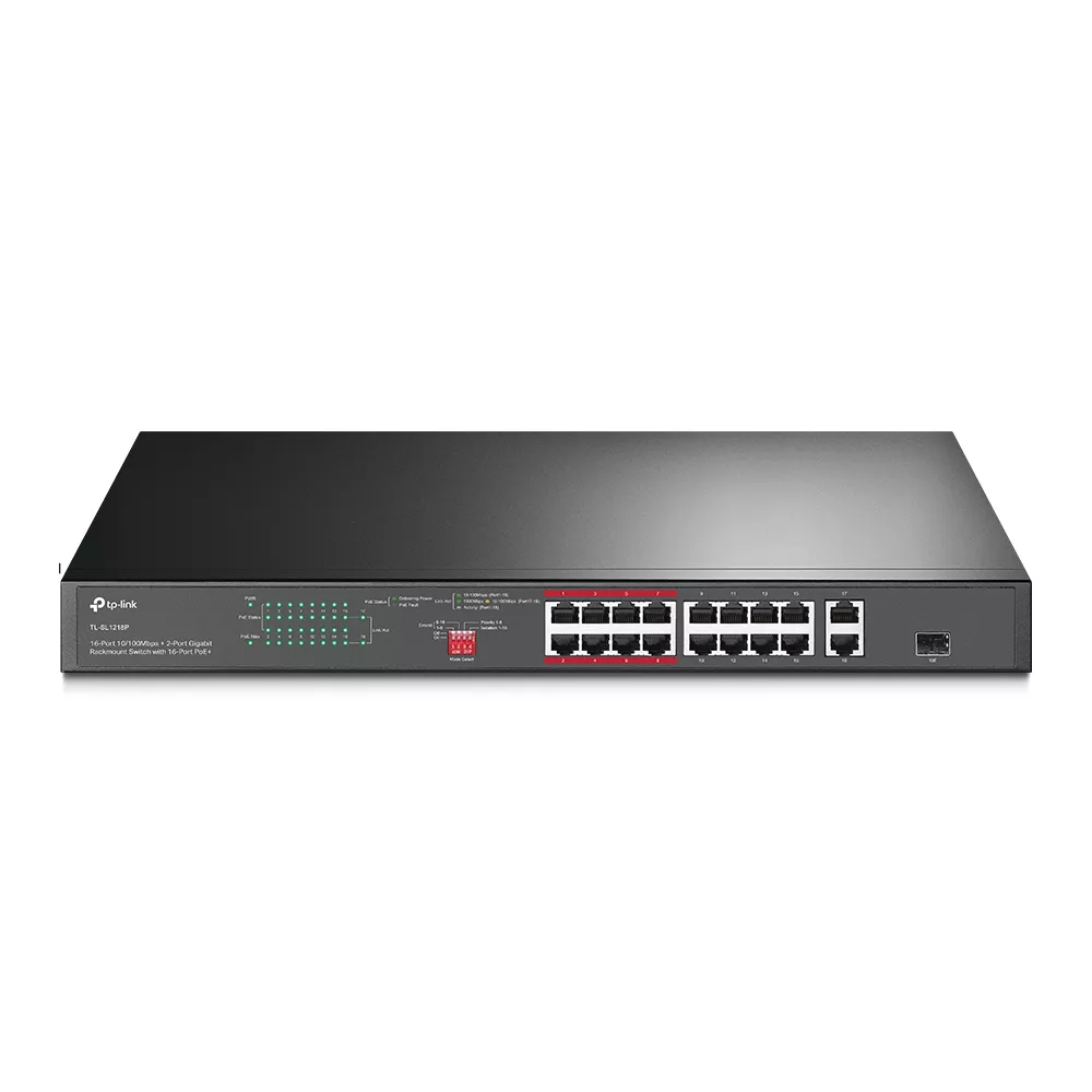 Revendeur officiel Switchs et Hubs TP-LINK 16-Port 10/100Mbps + 2-Port Gigabit Rackmount