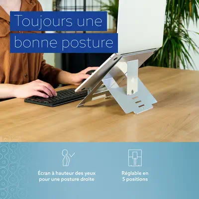 Support pour ordinateur portable R-Go Riser Flexible, pliable et réglable, ergonomique, aluminium Hy - R-Go Tools - Autre Accessoire pour portable - visuel 8