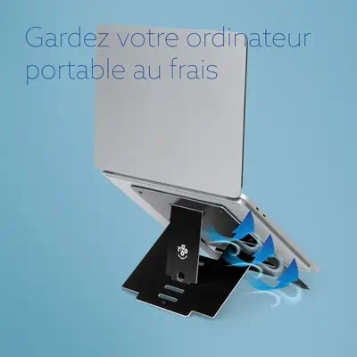 Support pour ordinateur portable R-Go Riser, pliable, ergonomique et réglable, aluminium Hylite, noi - R-Go Tools - Autre Accessoire pour portable - visuel 10