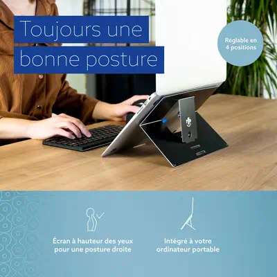 Support pour ordinateur portable R-Go Riser Attachable, réglable, intégré à votre ordinateur portabl - R-Go Tools - Autre Accessoire pour portable - visuel 6