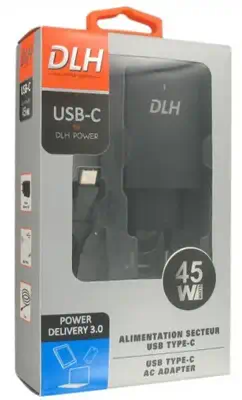 ALIMENTATION SECTEUR USB-C 45W POWER DELIVERY POUR ORDINATEURS PORTABLES - DLH - Chargeur et alimentation - visuel 3