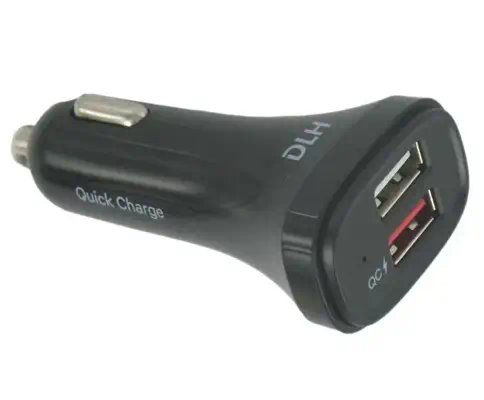 CHARGEUR VOITURE USB-A QUICK CHARGE 3.0 LIVRE AVEC CABLE USB-C ET CABLE MICRO USB. 2 Ports USB dont  - DLH - Batterie - visuel 1