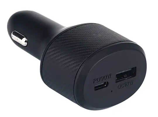 CHARGEUR VOITURE ALLUME CIGARE USB-C 90W POWER DELIVERY POUR ORDINATEUR PORTABLE + USB-A 18W QC 3.0 - DLH - Chargeur et alimentation - visuel 2