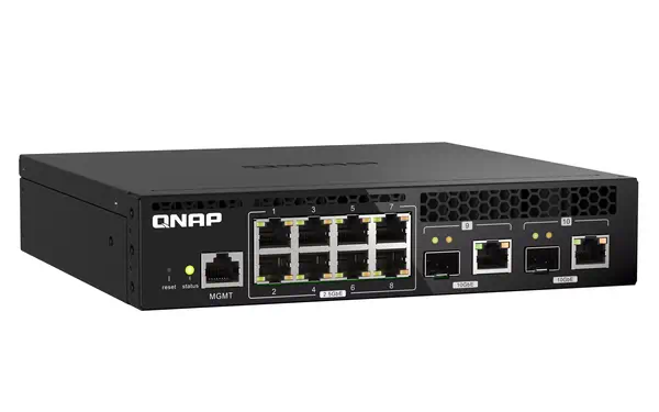 QNAP QSW-M2108R-2C commutateur réseau Géré L2 2.5G Ethernet QNAP - visuel 1 - hello RSE - Déploiement flexible avec plusieurs ports 10G SFP+ fibre et Gigabit