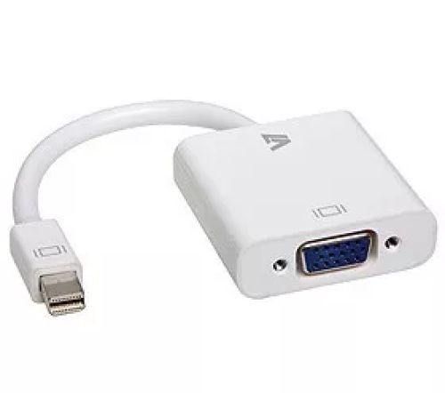 Revendeur officiel Câble pour Affichage V7 Adaptateur vidéo Mini-DisplayPort mâle vers VGA femelle, blanc