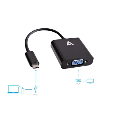 V7 Adaptateur USB-C(m) vers VGA(f) Noir  - Câble pour - Câble pour Affichage - visuel 2