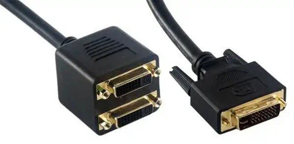 MCL Adaptateur en câble DVI-I mâle / 2 x DVI-I femelle - 25cm - Accessoire Moniteur - visuel 1
