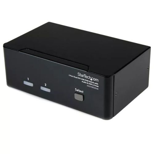 Revendeur officiel Switchs et Hubs StarTech.com Commutateur KVM USB et double DVI à 2 ports avec audio et hub USB 2.0