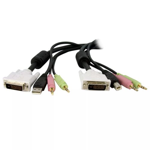 Revendeur officiel Câble divers StarTech.com Câble de commutateur KVM DVI-D Dual Link USB 4 en 1 de 1,8 m avec audio et microphone