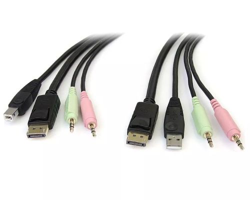 Vente StarTech.com Câble de commutateur KVM DisplayPortUSB 4 en 1 de 1,8 m avec audio et microphone au meilleur prix