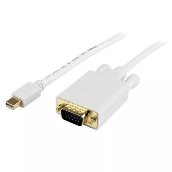 Revendeur officiel Câble pour Affichage StarTech.com Adaptateur Mini DisplayPort vers VGA - Câble Display Port Mâle VGA Mâle 1920x1200 - Blanc 3m