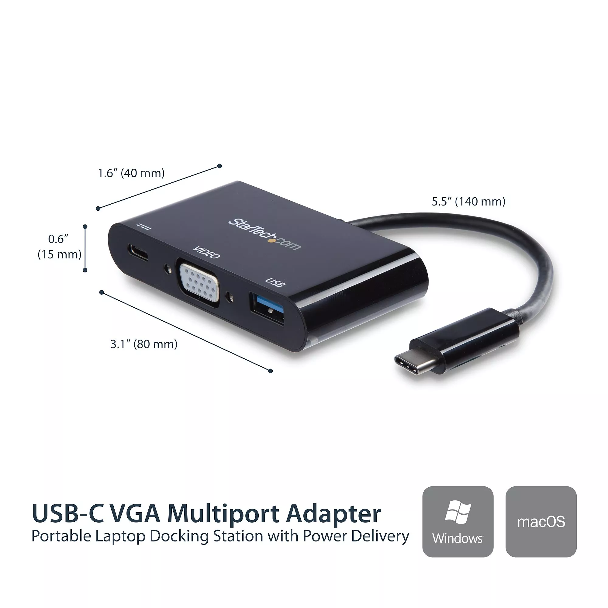 Adaptateur USB C vers Vga, adaptateur de type C vers Vga