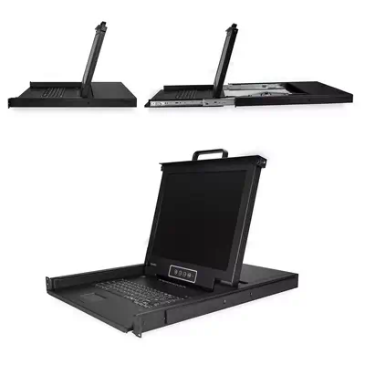 StarTech.com RKCONS1708K support d'ordinateurs 43,2 cm (17") 1280 x 1024 pixels Acier Noir 1U - Switchs et Hubs - visuel 2