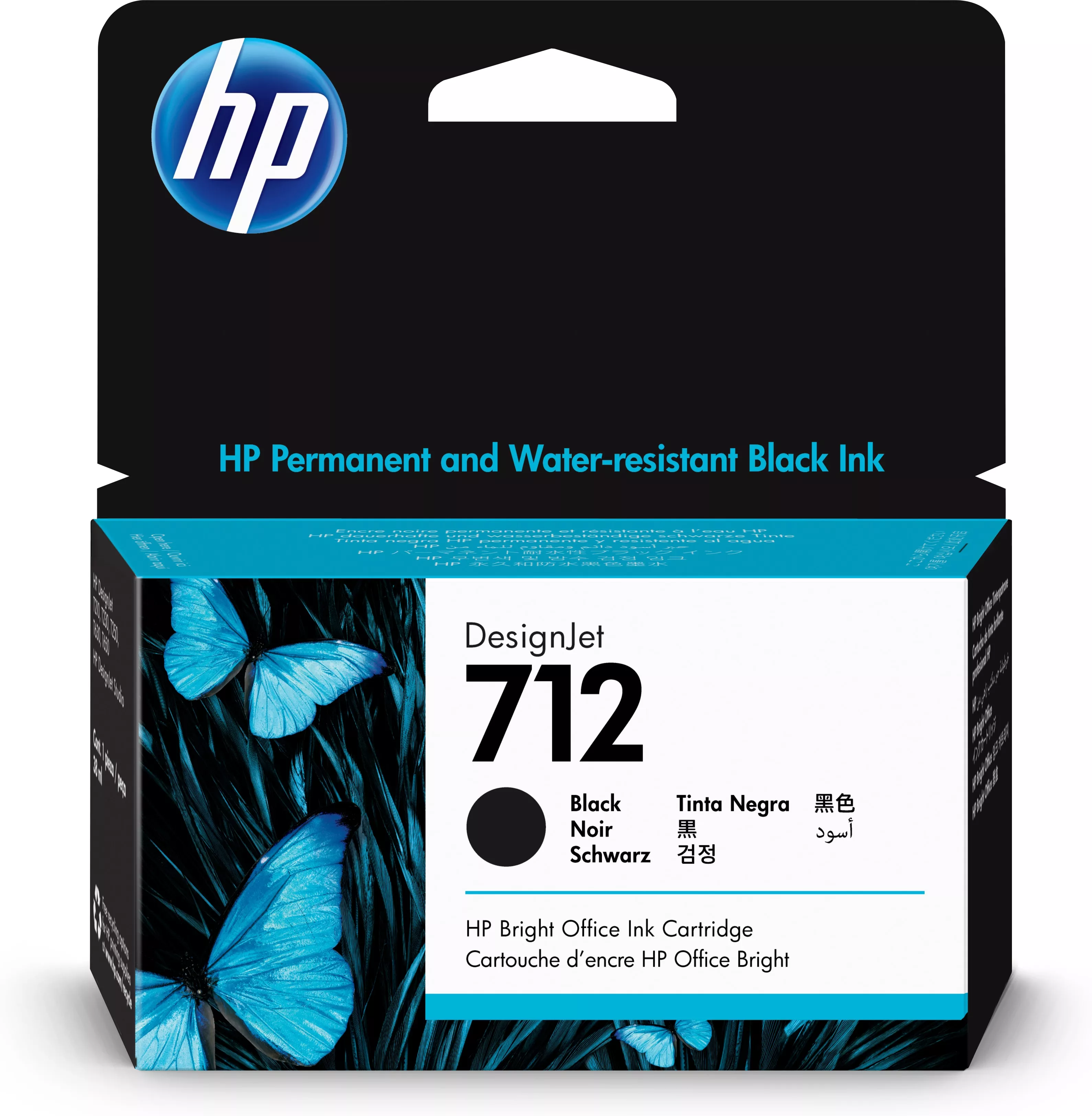 Revendeur officiel Cartouches d'encre HP 712 38-ml Black DesignJet Ink Cartridge